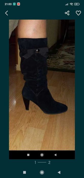 Продам кожаные женские сапоги