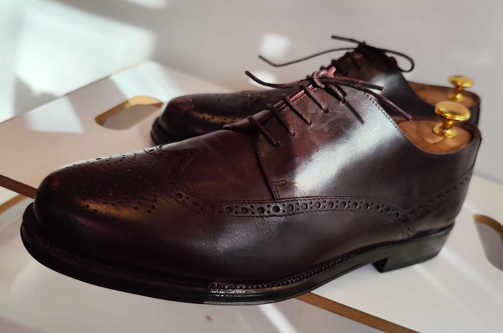 Pantofi derby 42.5 43 brogue Lav Artigianale piele naturala moale