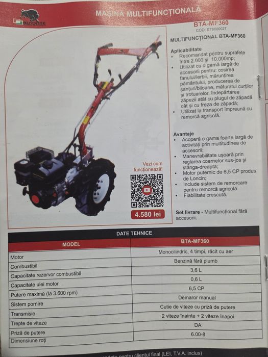 Motocultor cu toate accesoriile