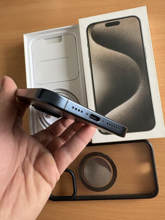 iPhone 15 Pro Max, Blue Titan, impecabil