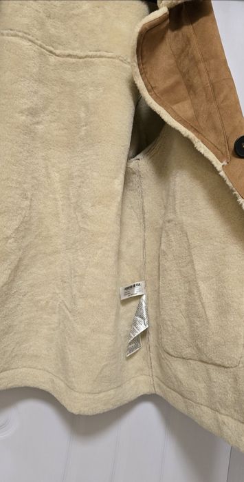 . Ново. Дамско кафяво палто от 
 изкуствен велур и изкуствена овча