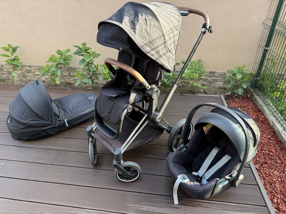 Количка Cybex Priam 4 Chrome  Brown кафява кожа+скеле на седалка