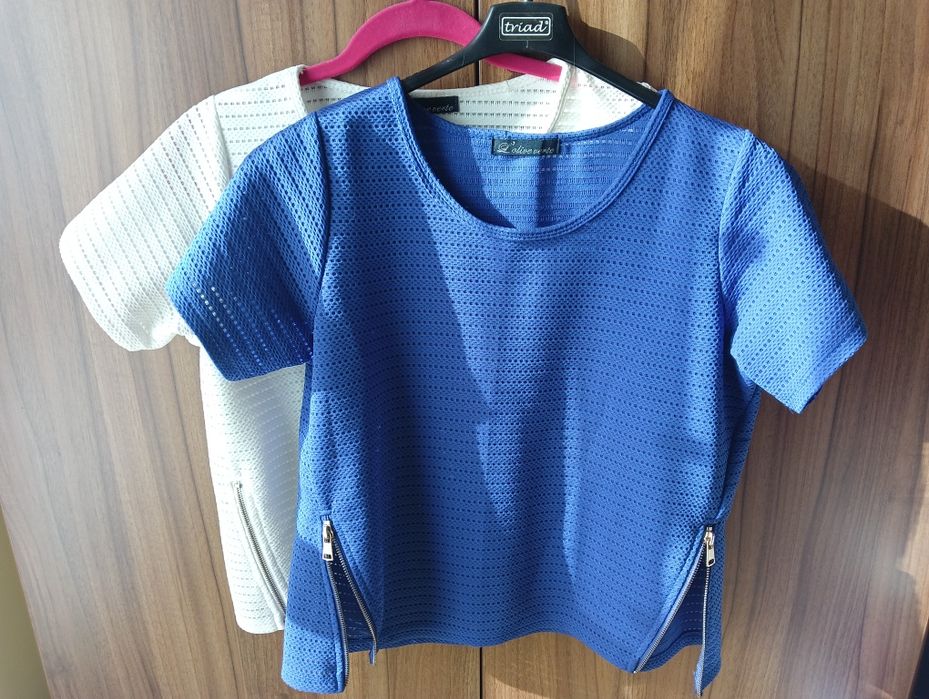 Bluze elegante alb/albastru