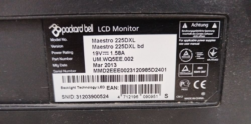 Монитор packard bell