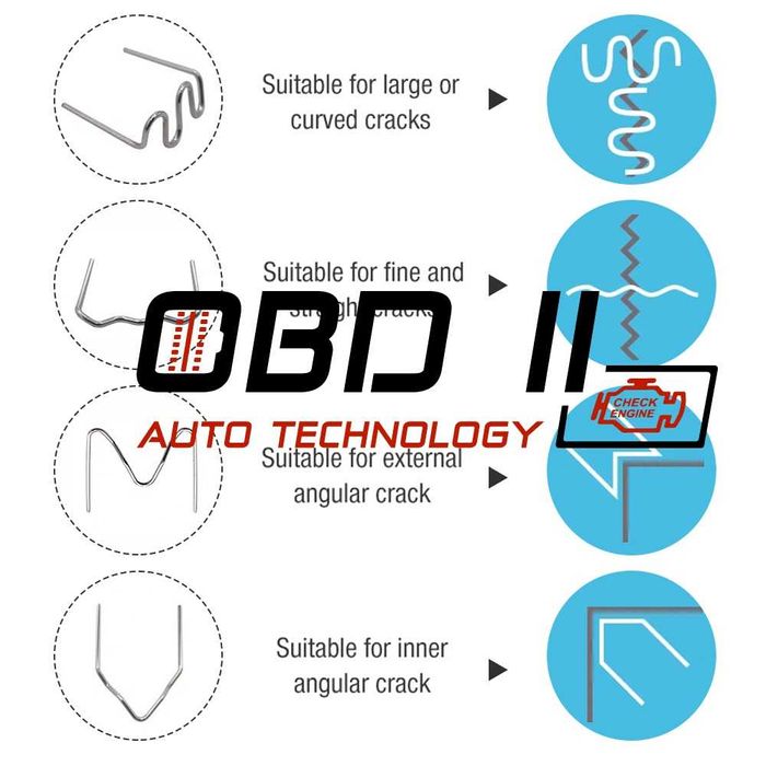 Скоби / Пластини / Телчета за поялник за пластмаса 4 вида 100бр/пакет