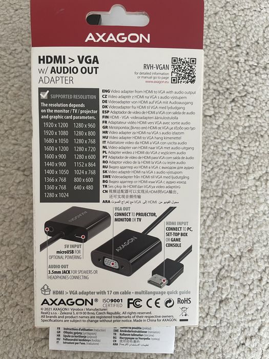 Кабел  Axagon HDMI > VGA/ w Audio out