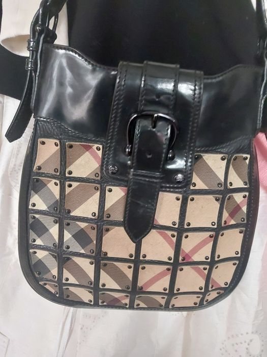 BURBERRY Original 100% Кожа Страхотна  през рамо чанта