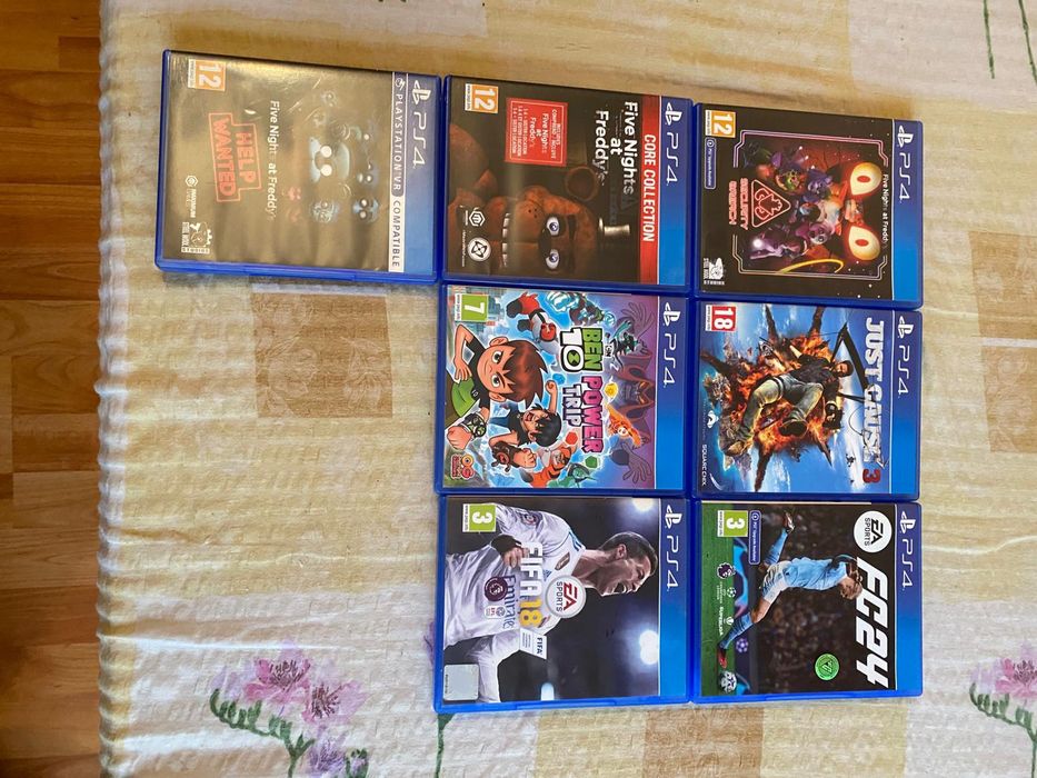 PlayStation 4 slim, 2 manete originale, 7 jocuri , încărcător