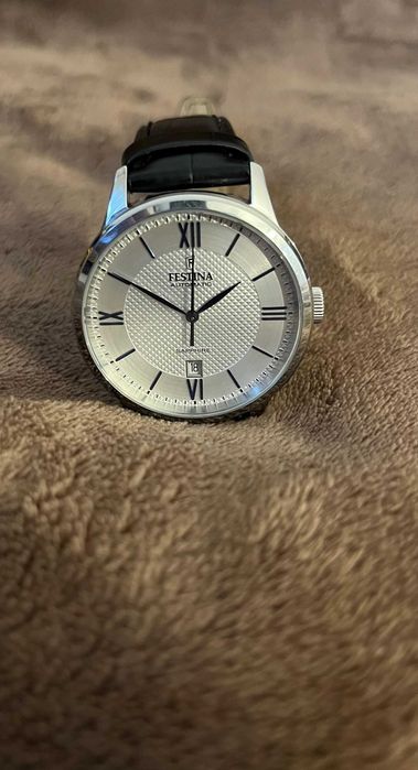 Vand ceas Festina mecanic, geam safir, curea piele naturala