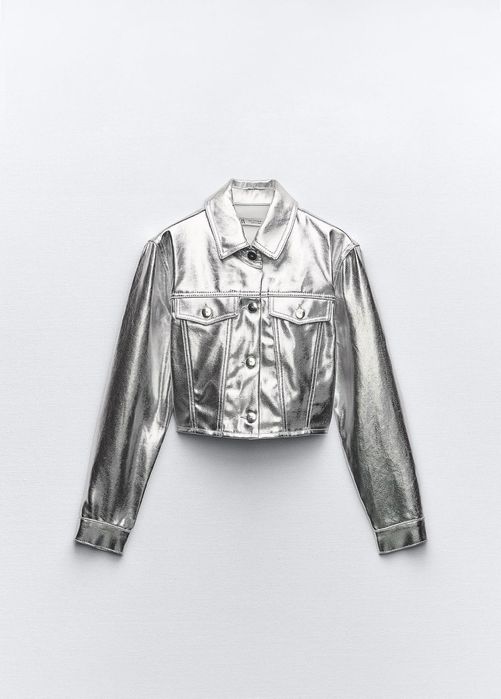 Късо яке с метален ефект Зара