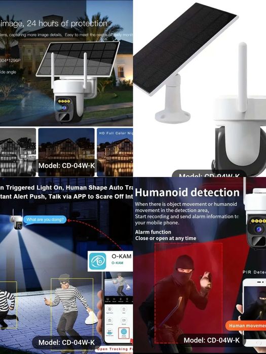 2K FHD WiFi соларна камера може + 128GB карта памет