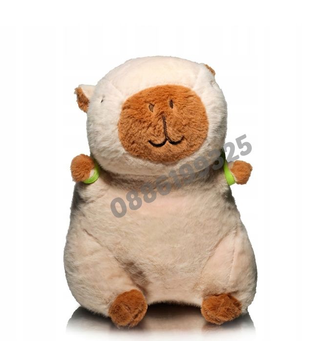 Плюшена Капибара Бяла/Кафява, Плюшена играчка Капибара с костенурка