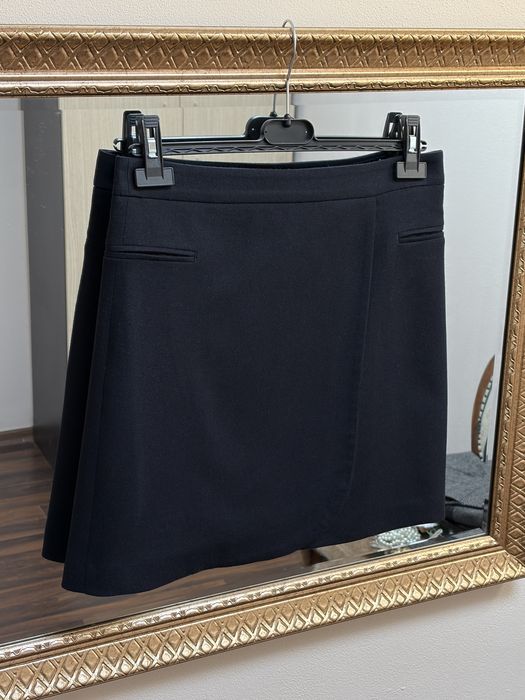 Massimo Dutti, premium, 59% lână, fustă mini, albastru închis