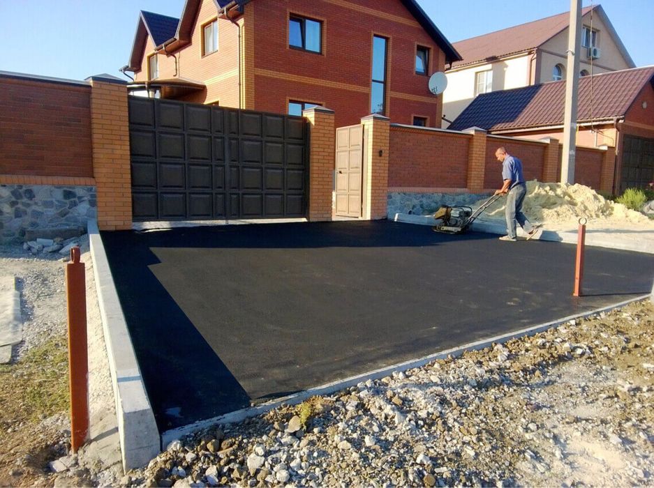 Укладка брусчатки, Асфальтирование территории