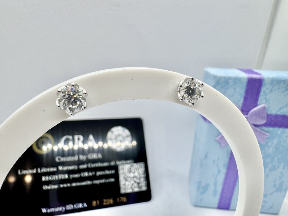 Сребърни обеци с мойсанит (Диамант) 0.5 карата