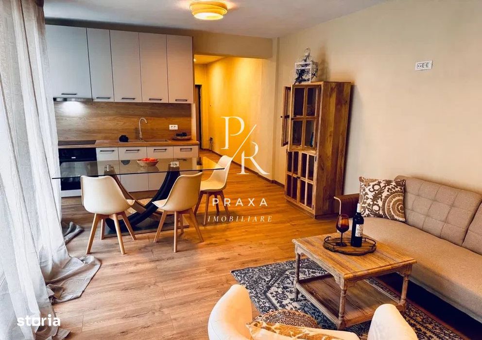 Apartament 3 camere, 70mp, mobilat complet modern, garaj, zona Borhanc