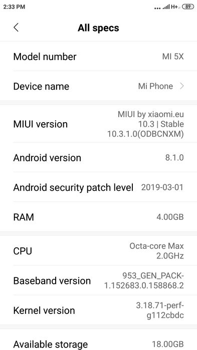 MI 5X MI PHONE  64gb