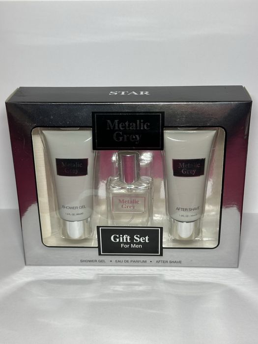 Set Cadou Bărbați Star Metalic Grey - Parfum, After Shave și Gel Duș