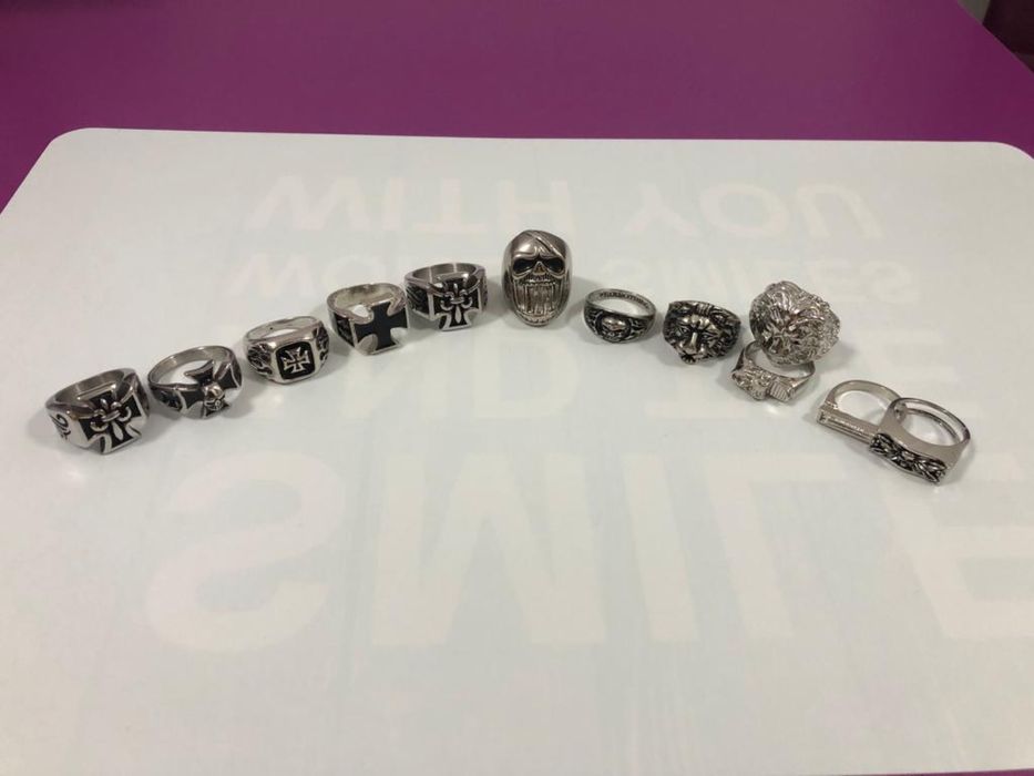 Inele rock/moto/argint si otel inoxidabil