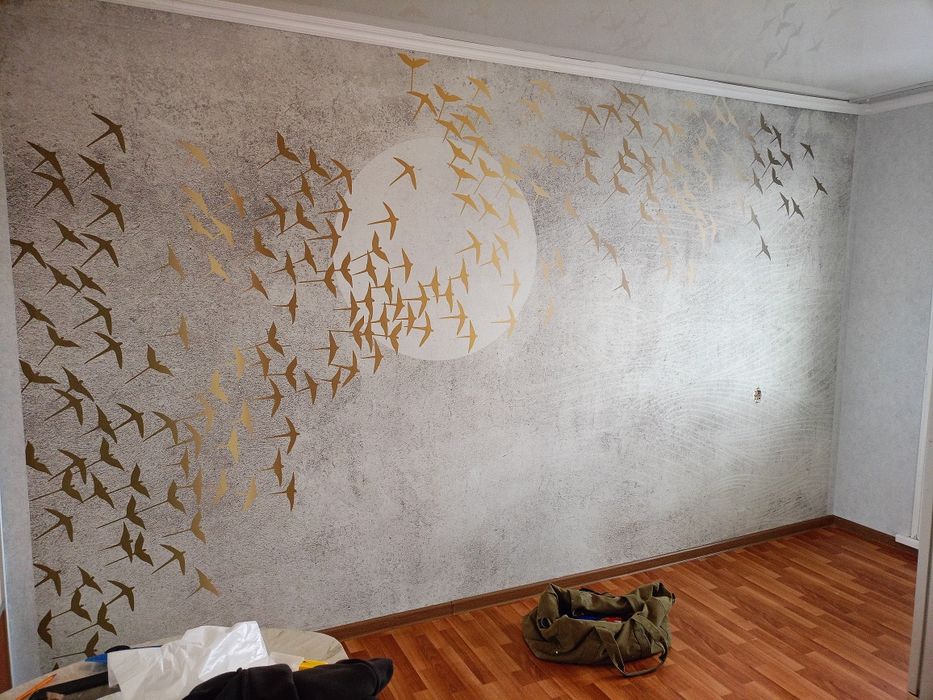 Поклейка обоев.Галтели .