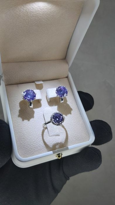 Kumush uzuk zirak komplekt 925 proba Женский Кольцо серьги комплект