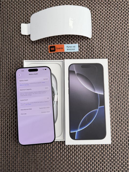 512•100%*iPhone 16 Pro max*ЛИЗИНГ 80лв/м Black айфон 16 про макс черен