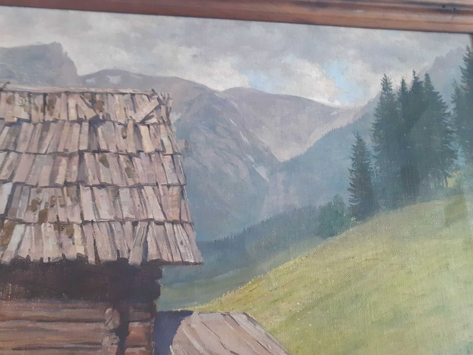 tablou vechi pictura pe panza 56/69 cm semnat F K Kerner
