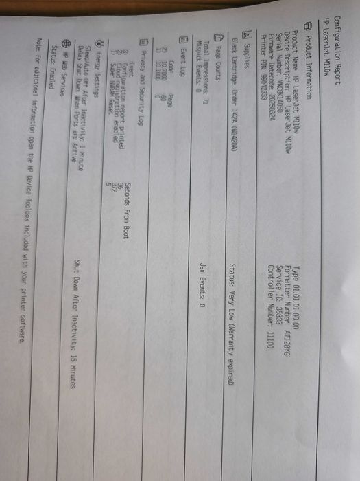 Чисто нов на 70 страници черно-бял лазерен принтер HP LaserJet M110w
