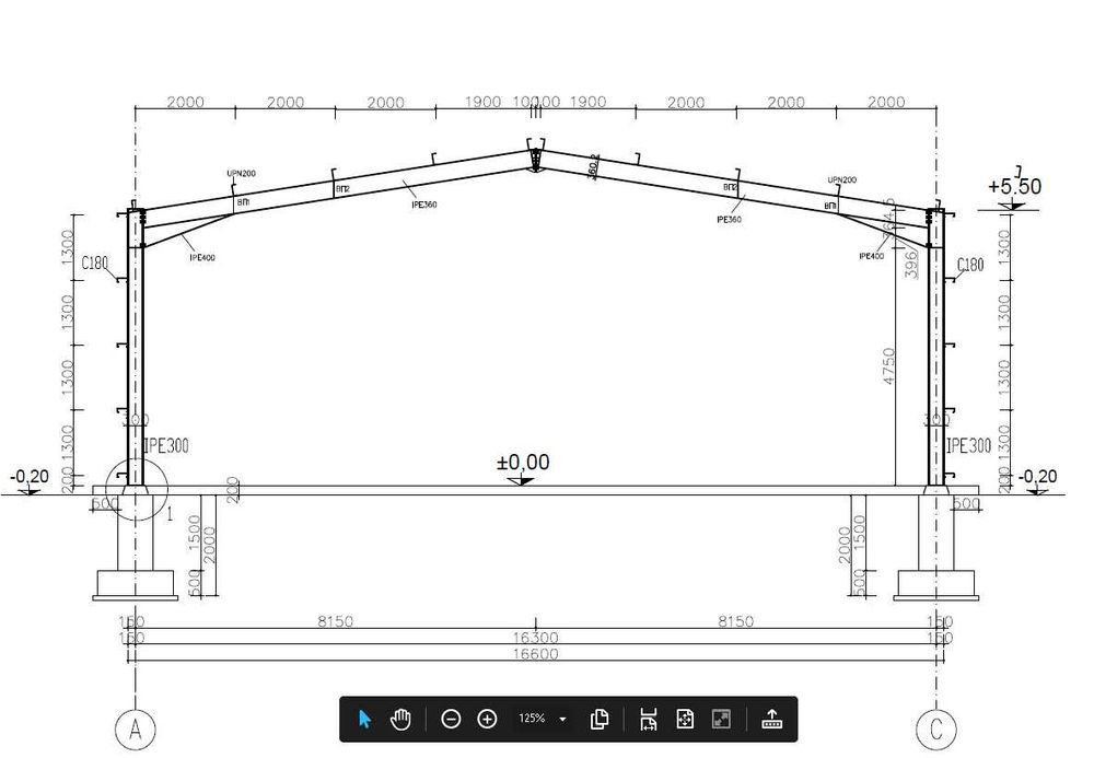 Метално хале, стоманени елементи, готови, 1245 кв.м.