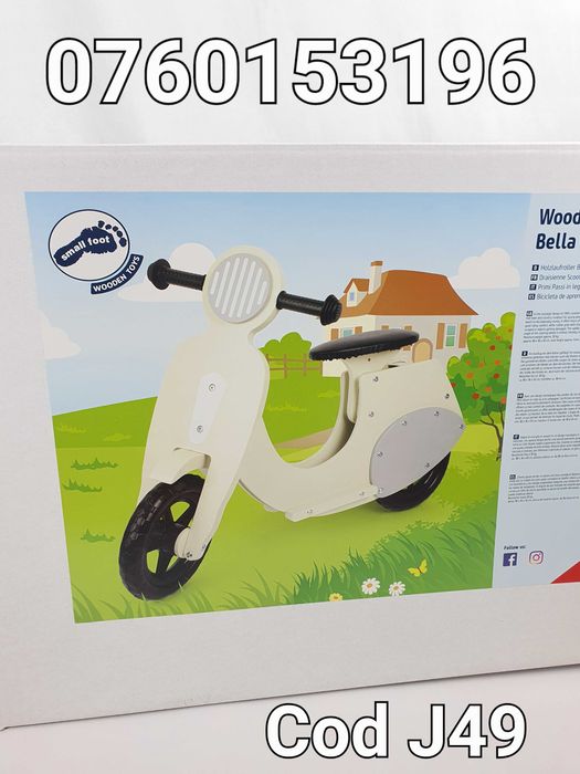 Bicicleta pt echilibru fara pedale din Lemn-Scuter Italian-Nou-J49