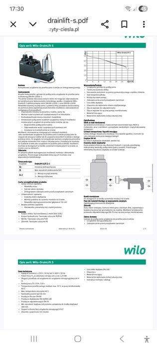 Pompa wilo DRAINLIFT S 1/5 27mc/h