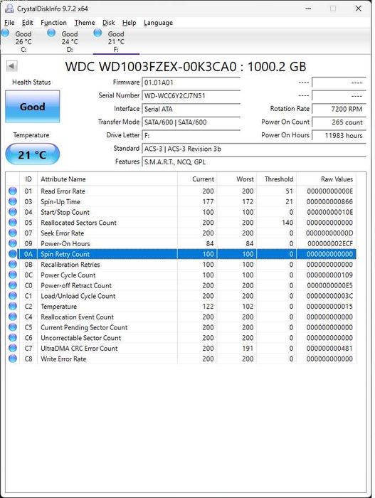 HDD 1TB Western Digital Black, sata, 64mb cache