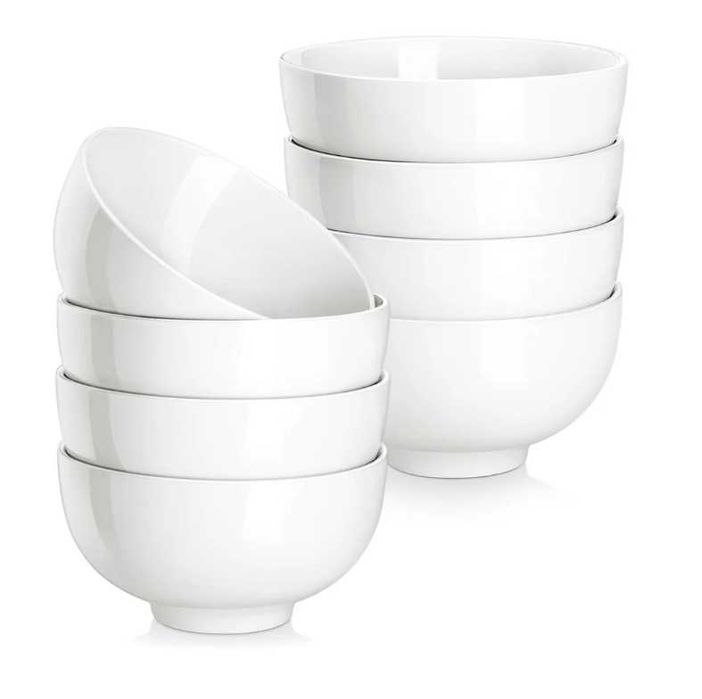 Set 8 boluri mici servire Malacasa, ceramică, alb, versatile