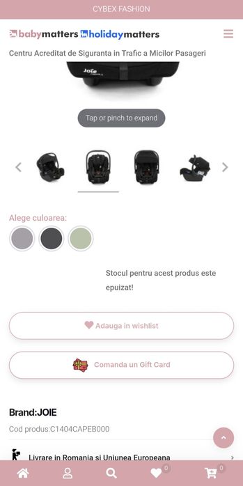 Scoica auto Joie pentru copii până în 2 ani