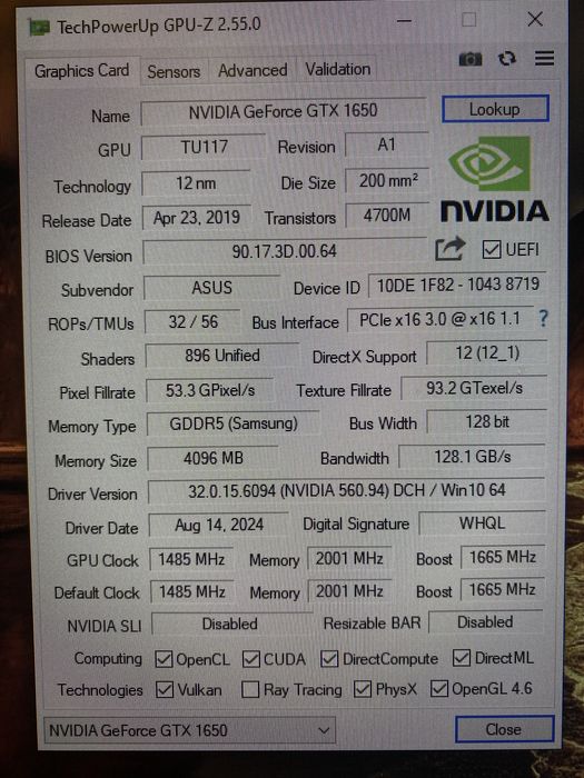 Видеокарта 1650 4 gb