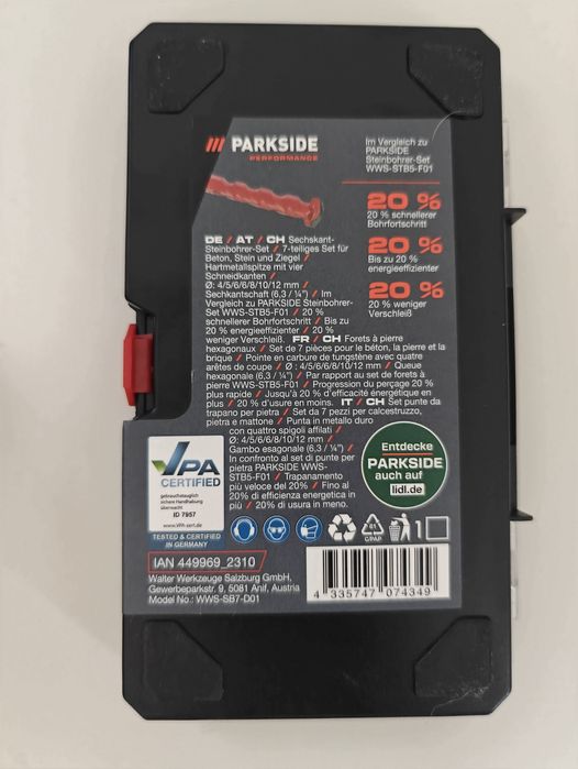 Set de 7 burghie profesionale PARKSIDE PERFORMANCE cu tija hexagonala