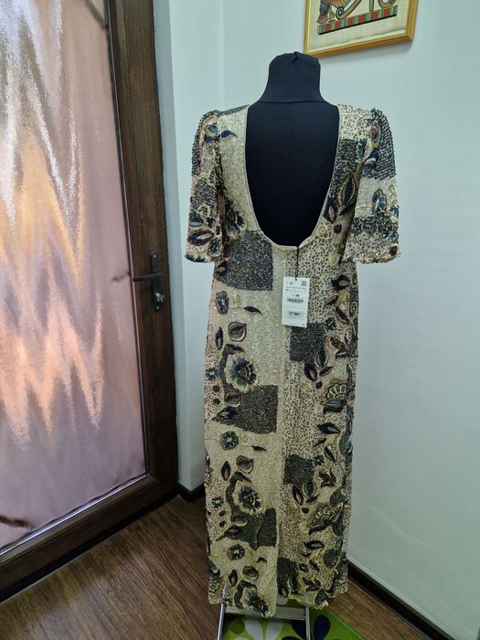 Rochie de ocazie Zara Limited edition M/L, paiete, perluțe,  nuntă, cl