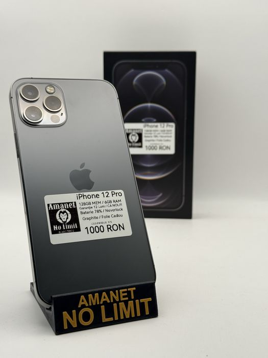 iPhone 12 pro Graphite 128GB Garantie 12Luni Baterie 78% AMANET NO LIMIT.