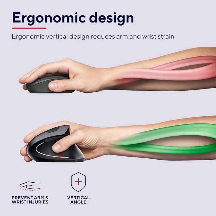 Mouse ergonomic vertical Trust Verto, wireless, 1600 DPI