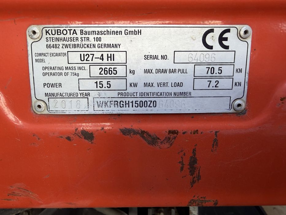 Miniexcavator Kubota U27-4