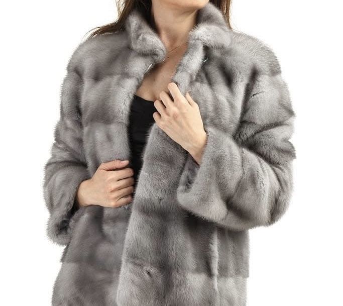 Blană nurcă gri/safir