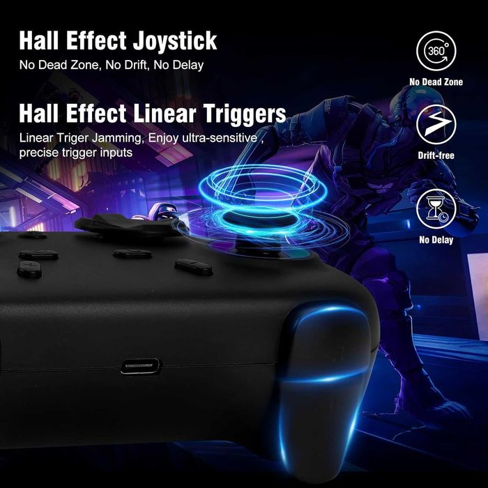 Безжичен контролер с док станция и Hall ефект за PC/Switch