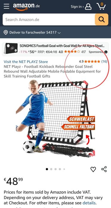 120х120см Тренировъчна рикошетна футболна мрежа NET Playz