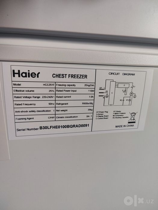Haier muzlatgich yangi
