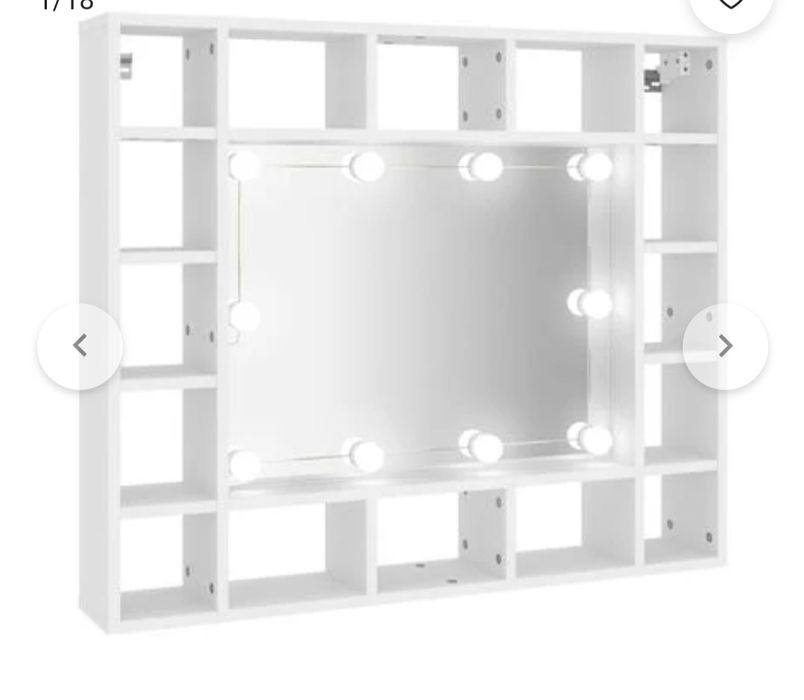 Oglinda de make up cu rafturi si leduri