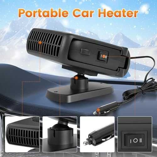 Нов 200W 12V отоплител за кола кемпер с демистер и 360° въздушен поток