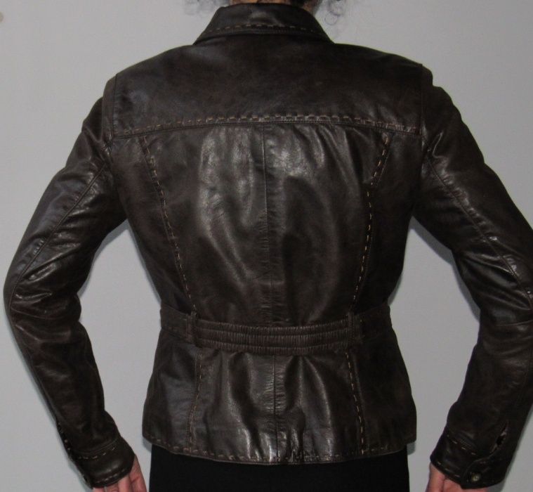 Geaca jacheta dama piele culoare maro marime S/M marca Laura di Sarpi