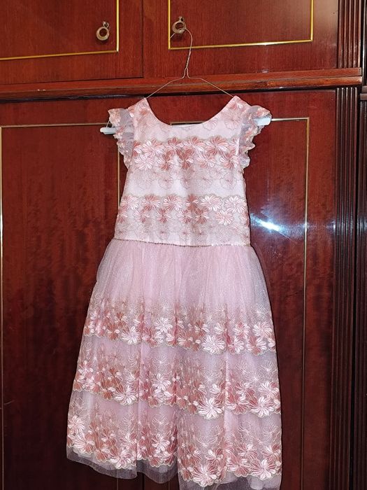 Rochie brodată rose, David Charles "Gold Label"