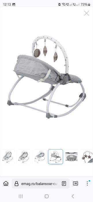 Balansoar cu vibratii si sunete Wunderkid Stars, Gri / Alb