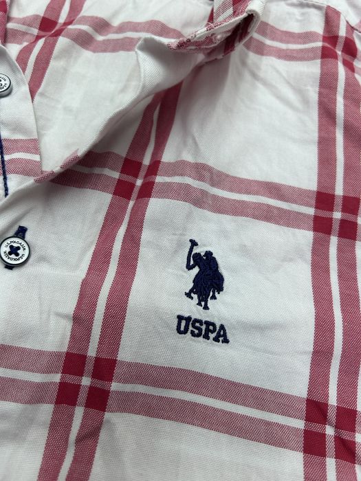 Cămașă Bărbați U.S. Polo Assn. Carouri Alb / Roșu - Mărimea S (Regular Fit)